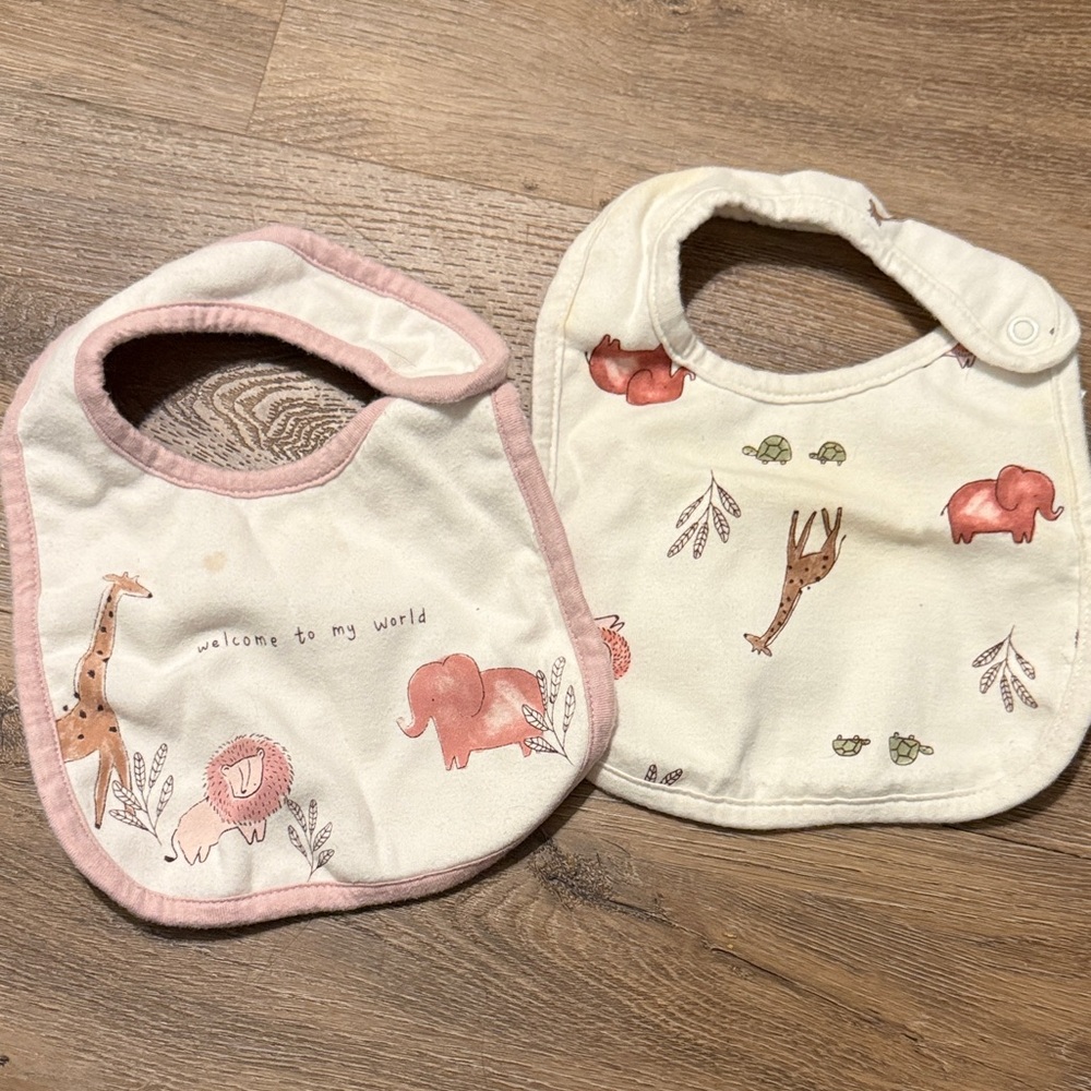 Carter's Animal Safari Baby Bib Set - Pink and Cream
